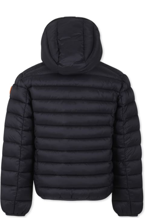 Homeware Save the Duck Black Down Jacket For Boy With Logo