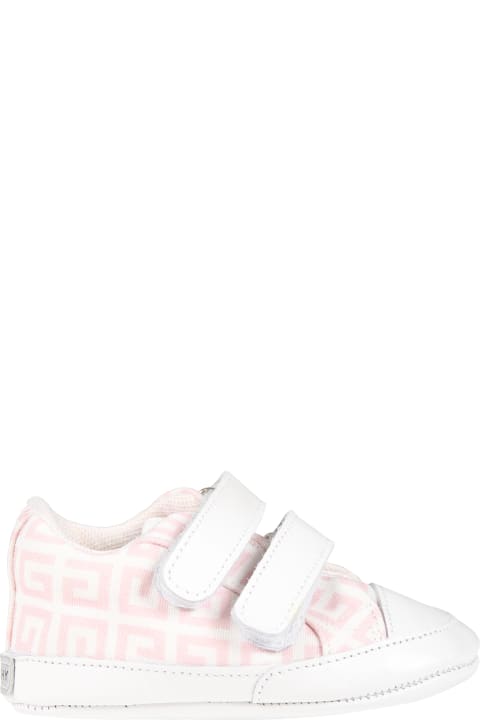 White Sneakers For Baby Girl With Logo