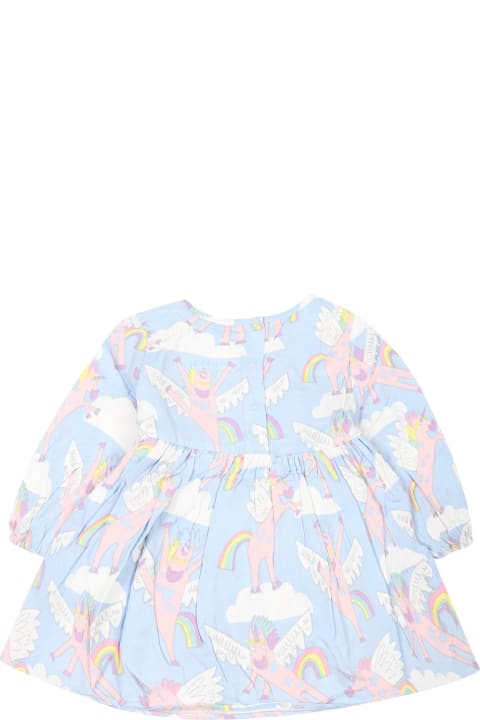 Homeware Stella McCartney Kids Light Blue Dress For Baby Girl With Unicorn