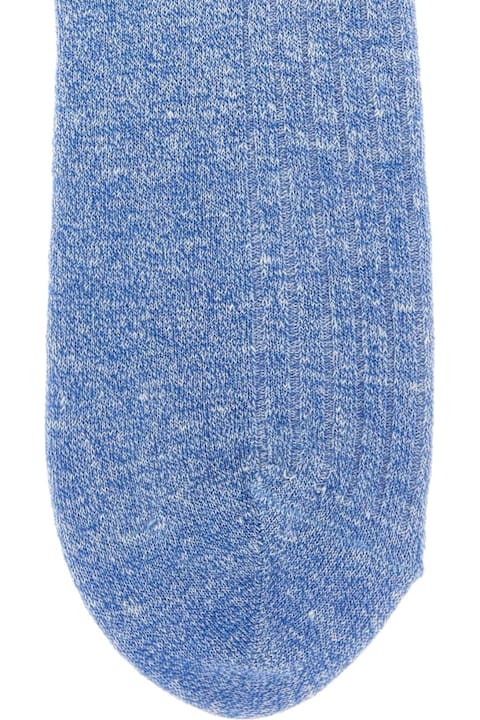 Gallo for Women Gallo Melange Light Blue Stretch Linen Blend Socks