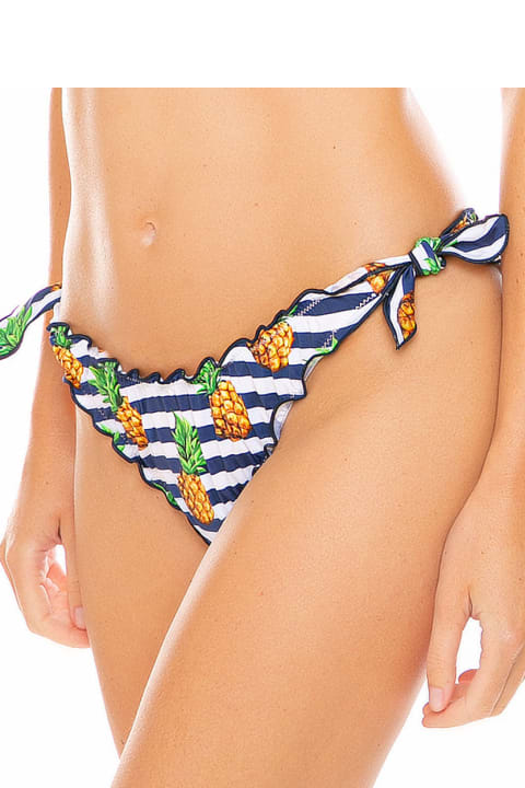 Underwear & Nightwear for Women MC2 Saint Barth Woman Ruffled Swim Briefs With Pineapple Print