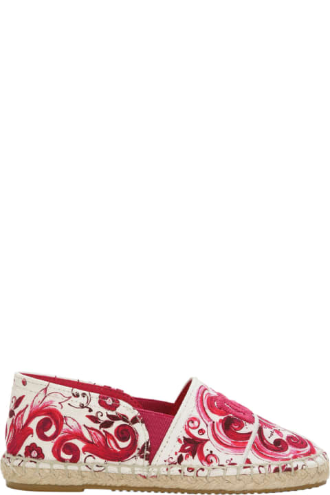 Dolce & Gabbana Shoes for Baby Girls Dolce & Gabbana Espadrilles With Dg Logo And Fuchsia Majolica Print