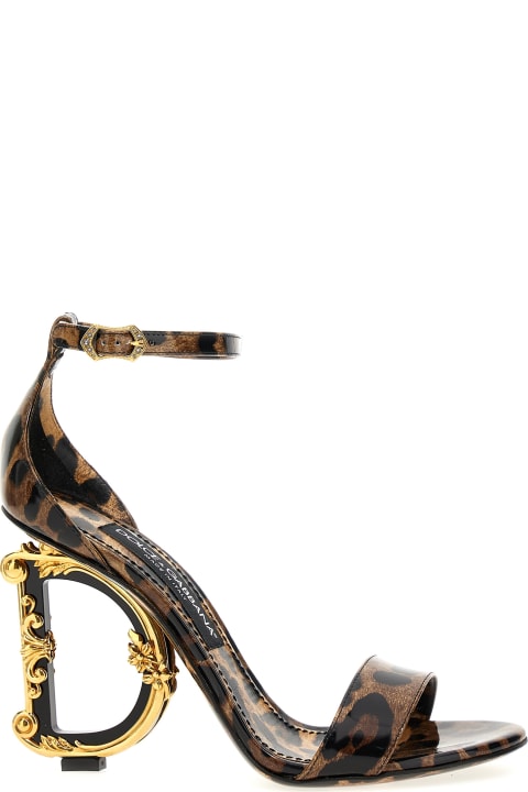ウィメンズ Dolce & Gabbanaのサンダル Dolce & Gabbana Animal-print Sandals With Logo Heel