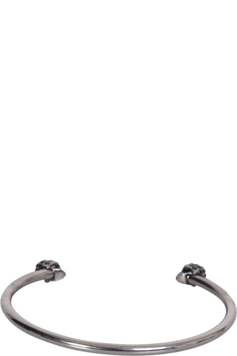 ウィメンズ Alexander McQueenのジュエリー Alexander McQueen Silver Thin Twin Skull Bracelet