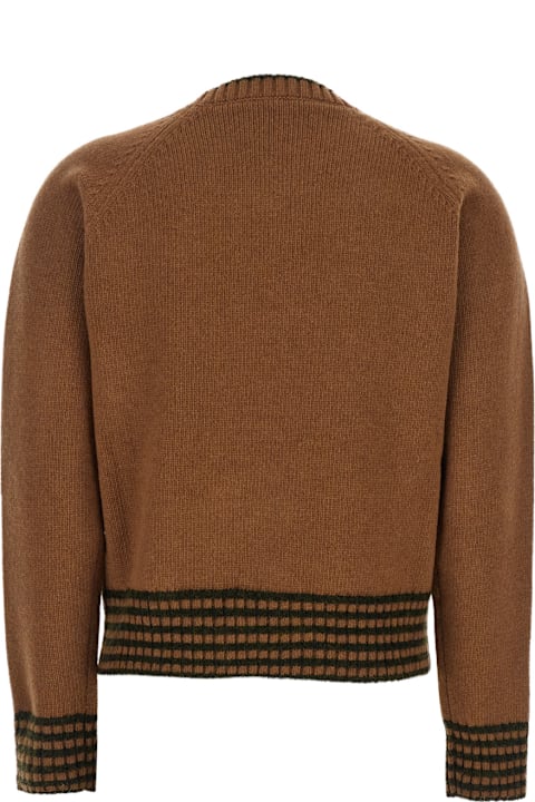 The Seafarer for Men The Seafarer Brown Crewneck Sweater With Diamond Embroidery On The Front And Ribbed Trims In Wool Blend Woman