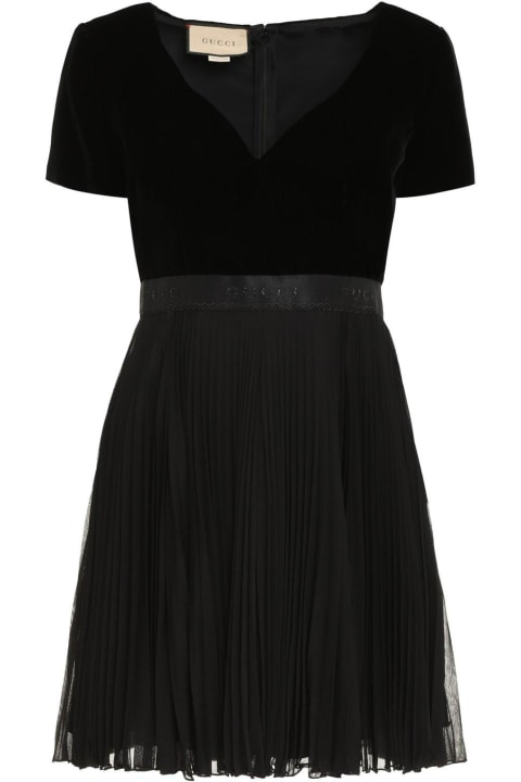 Gucci Clothing for Women Gucci V-neck Pleated Mini Dress