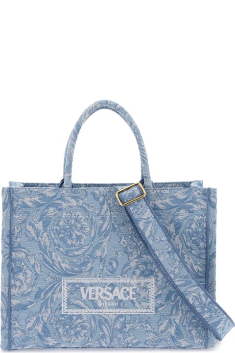 メンズ Versaceのバッグ Versace Athena Logo Embroidered Tote Bag