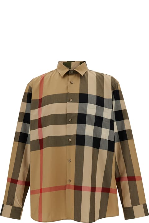 Fashion for Men Burberry 'summerton' Beige Shirt With Vintage Check Print In Cotton Man
