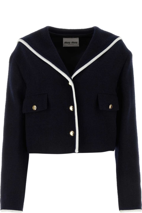 Coats & Jackets for Women Miu Miu Midnight Blue Tweed Blazer