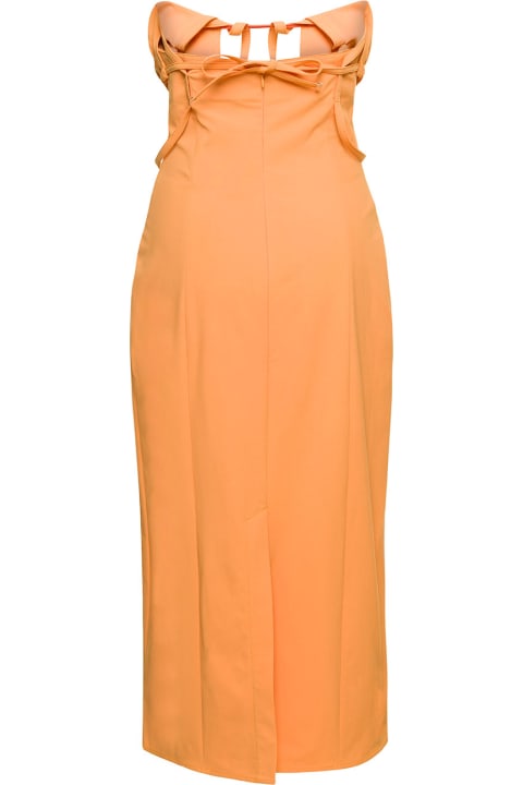 Orange Midi Dress La Robe Bikini In Cotton Blend Woman