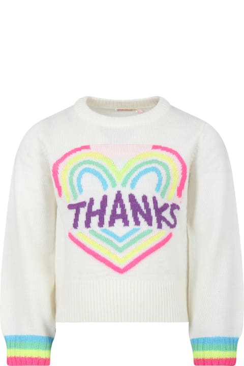 Billieblush Sweaters & Sweatshirts for Girls Billieblush Ivory Sweater For Girl With Heart And Writing