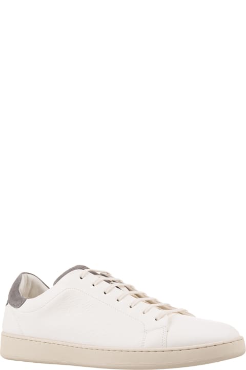 Fashion for Men Kiton White Leather Sneakers With Taupe Details