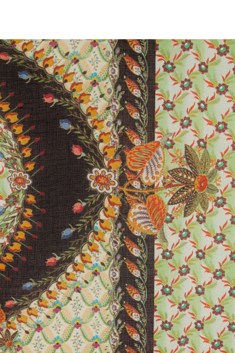 Etro Scarves & Wraps for Women Etro Green Shawl With Floral Print And Beading