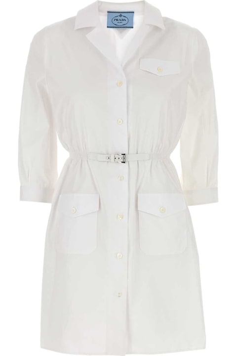 Prada for Kids Prada White Poplin Shirt Dress