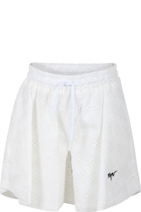Fashion for Girls MSGM White Shorts For Girl With Broderie Anglaise