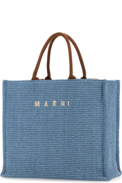 ウィメンズ Marniのトートバッグ Marni Light-blue Raffia Big Shopping Bag