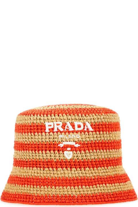 Hair Accessories for Women Prada Embroidered Raffia Hat