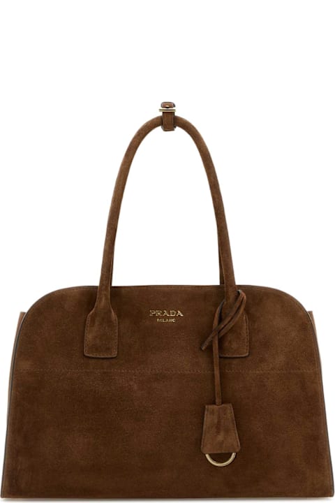 Prada Bags for Women Prada Brown Suede Medium Shopping Bag