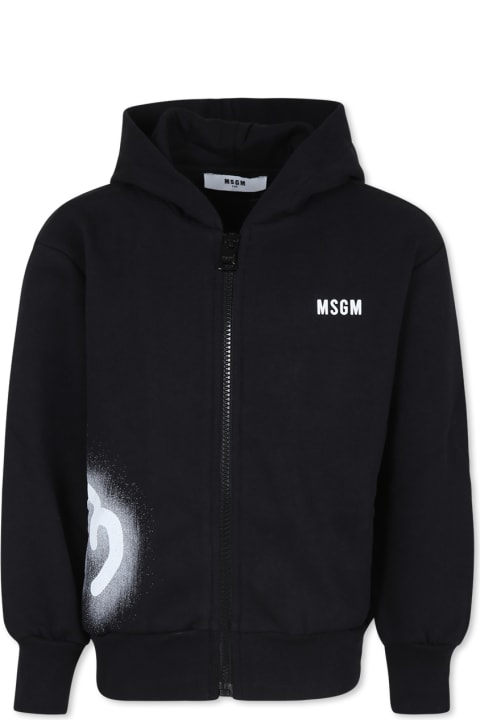 MSGM Sweaters & Sweatshirts for Boys MSGM Black Sweatshirt For Boy With Logo