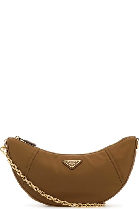 Homeware Prada Camel Re-nylon Prada Demi-lune Shoulder Bag