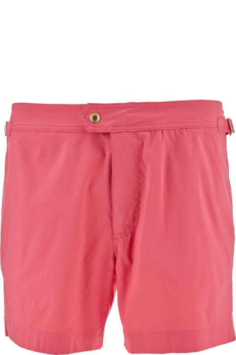 メンズ Tom Fordの水着 Tom Ford Salmon Pink Swim Shorts With Branded Button In Nylon Man
