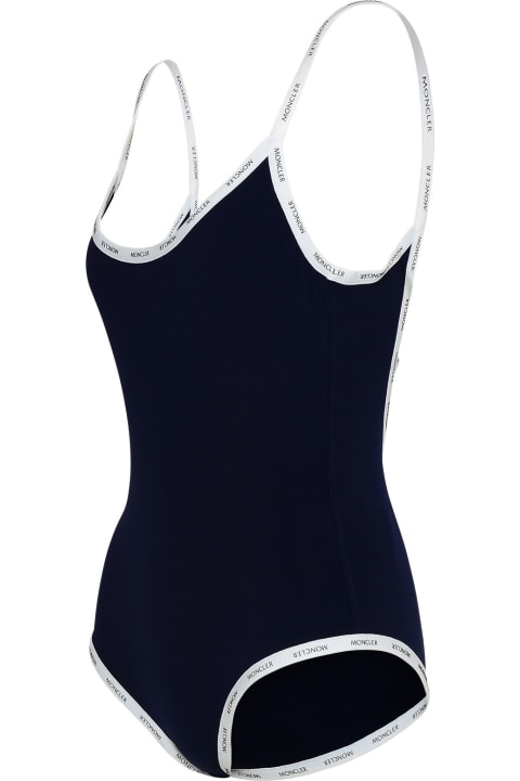 Moncler Sale for Women Moncler Blue Nylon Blend One-piece Swimsuit