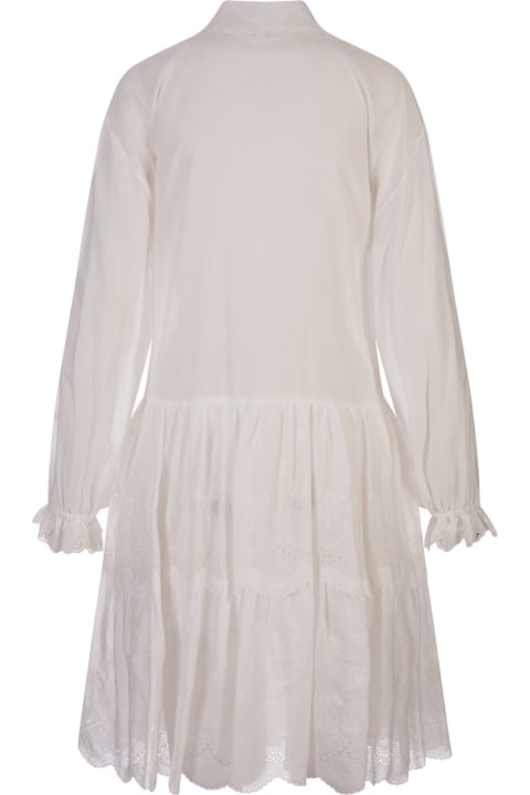 Fashion for Women Ermanno Scervino White Midi Shirt Dress With Flower Embroidery