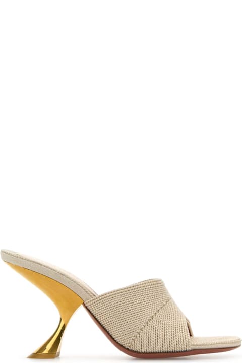 Amina Muaddi for Women Amina Muaddi Sand Fabric Taylor Mules