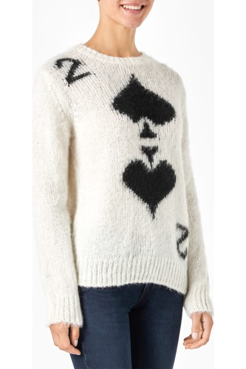 MC2 Saint Barth Clothing for Women MC2 Saint Barth Woman Brushed Sweater With 2 Of Spades Print