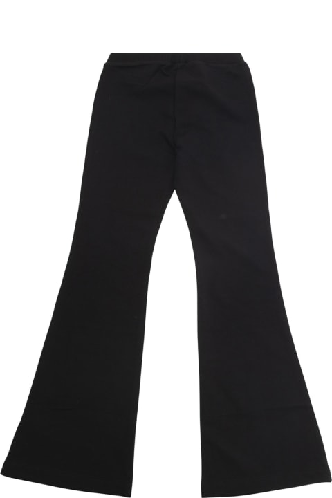 Moschino Bottoms for Girls Moschino Black Flared Pants With Logo Print In Stretch Cotton Girl