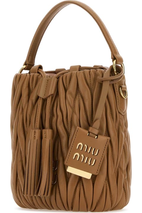 Fashion for Women Miu Miu Camel Nappa Leather Bucket Bag