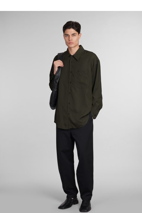 Shirts for Men Lemaire Shirt In Green Wool And Polyester