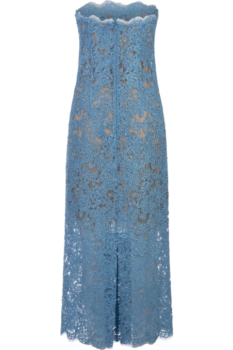 Ermanno Scervino for Women Ermanno Scervino Light Blue Lace Longuette Dress With Micro Crystals