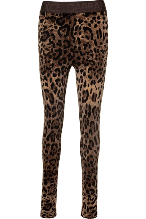 Dolce & Gabbana Pants & Shorts for Women Dolce & Gabbana Animalier Velour Leggings
