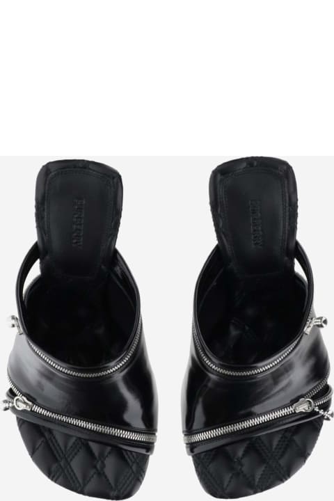 Burberry Sale for Women Burberry Leather Peep Mules