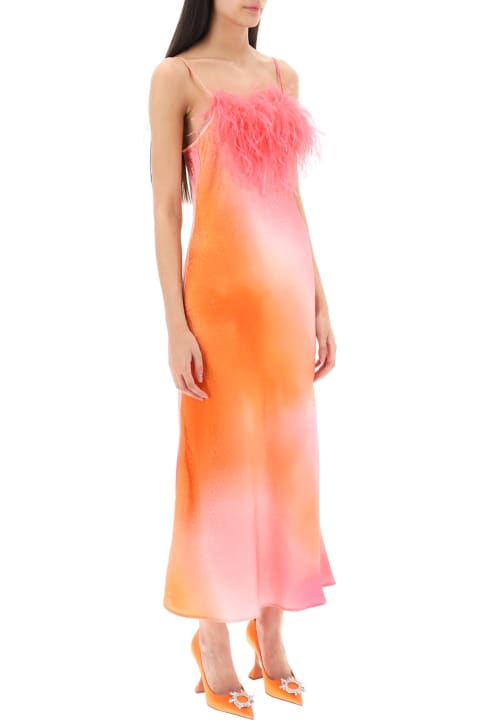 Art Dealer Clothing for Women Art Dealer 'ella' Maxi Slip Dress In Jacquard Satin With Feathers