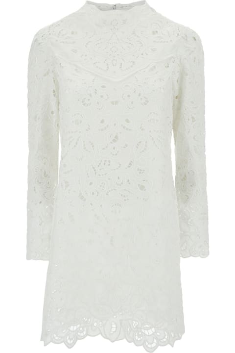 Isabel Marant for Women Isabel Marant 'daphne' Mini White Dress With Flower Embroidery In Guipure Woman