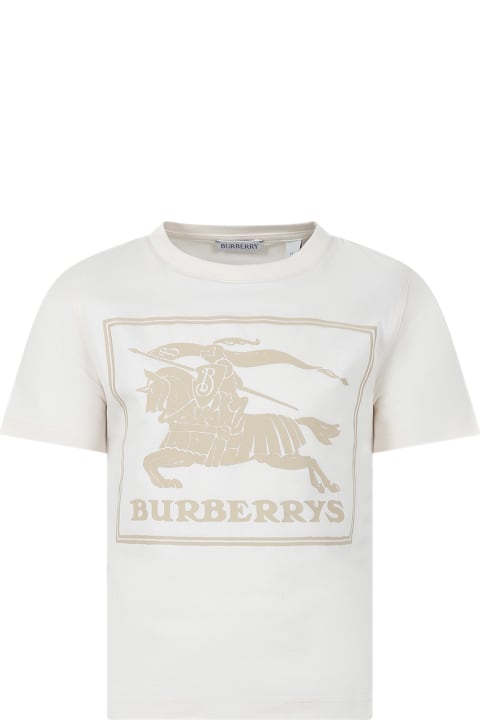 Burberry for Boys Burberry Beige T-shirt For Boy With Iconic Logo