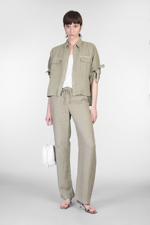 ウィメンズ 120% Linoのパンツ＆ショーツ 120% Lino Pants In Green Linen