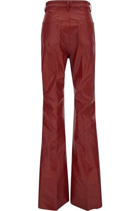 Rick Owens Sale for Women Rick Owens Red Flared High Waist Pants In Cotton Blend Woman