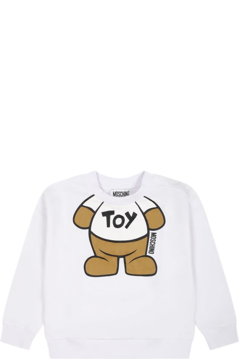 Moschino for Kids Moschino White Sweatshirt For Babies With Teddy Bear