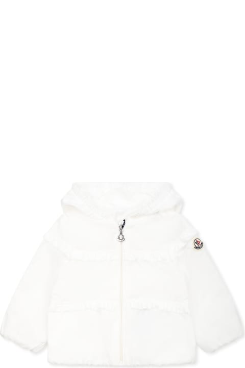 Homeware Moncler White Hiti Windbreaker Jacket For Baby Girl With Logo