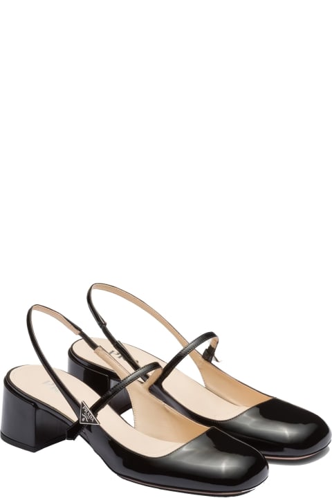 Prada High-Heeled Shoes for Women Prada Logo Slingback Mary Jane Pumps