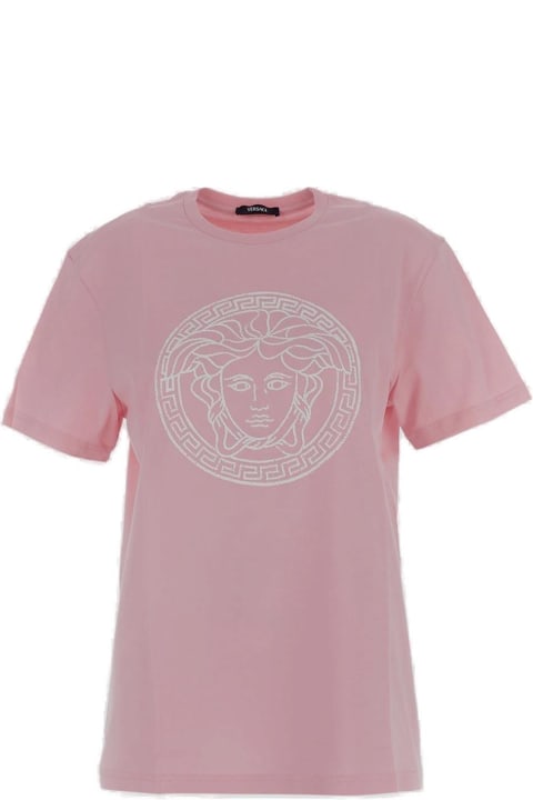 Topwear for Women Versace Logo-printed Crewneck T-shirt