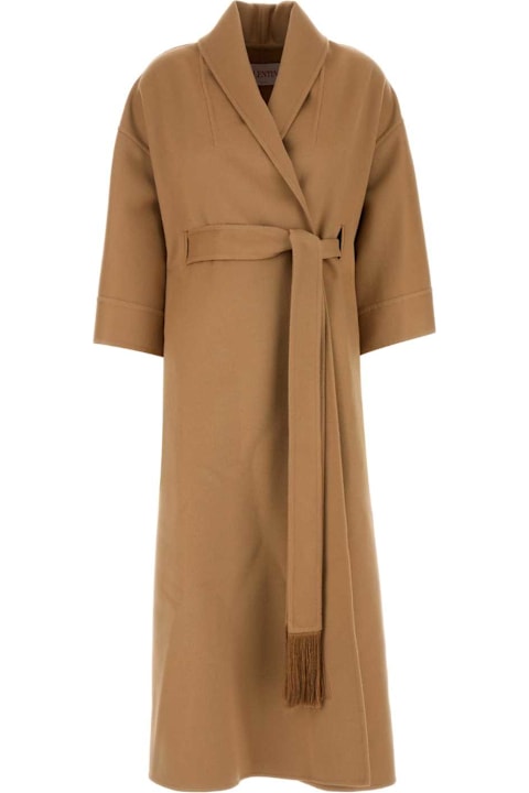 Valentino Garavani Coats & Jackets for Women Valentino Garavani Camel Wool Blend Coat