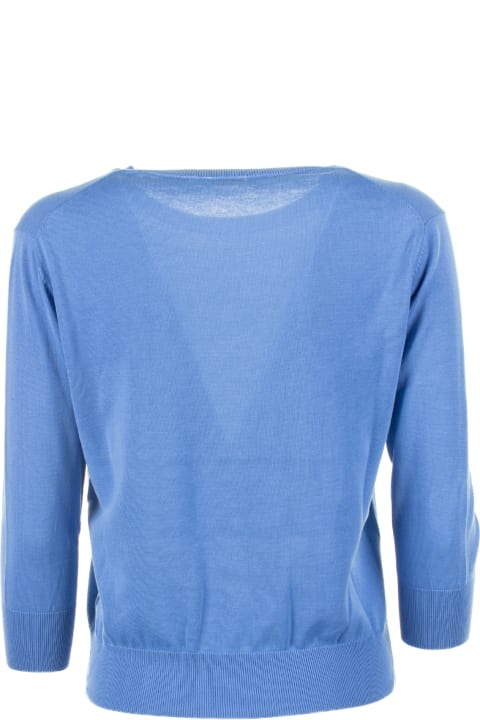 Aspesi Sweaters for Women Aspesi Light Blue Shirt With 3/4 Sleeves
