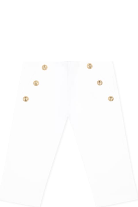 Balmain Bottoms for Baby Boys Balmain White Trousers For Baby Girl With Logo