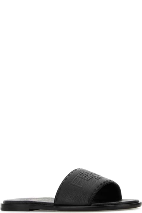 Fendi for Men Fendi Black Leather Slippers