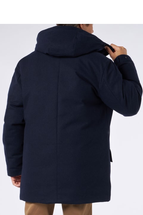 MC2 Saint Barth for Kids MC2 Saint Barth Man Navy Blue Hooded Parka Jacket Voyager