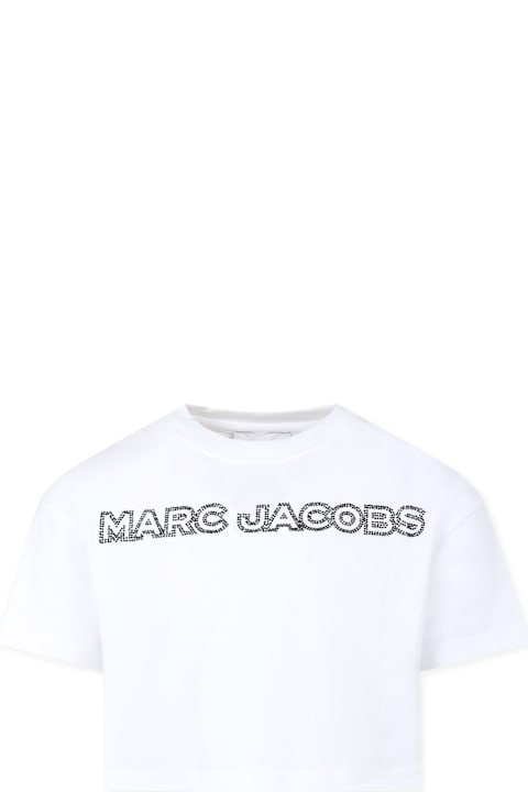 Little Marc Jacobs Topwear for Girls Little Marc Jacobs White Crop T-shirt For Girl With Logo
